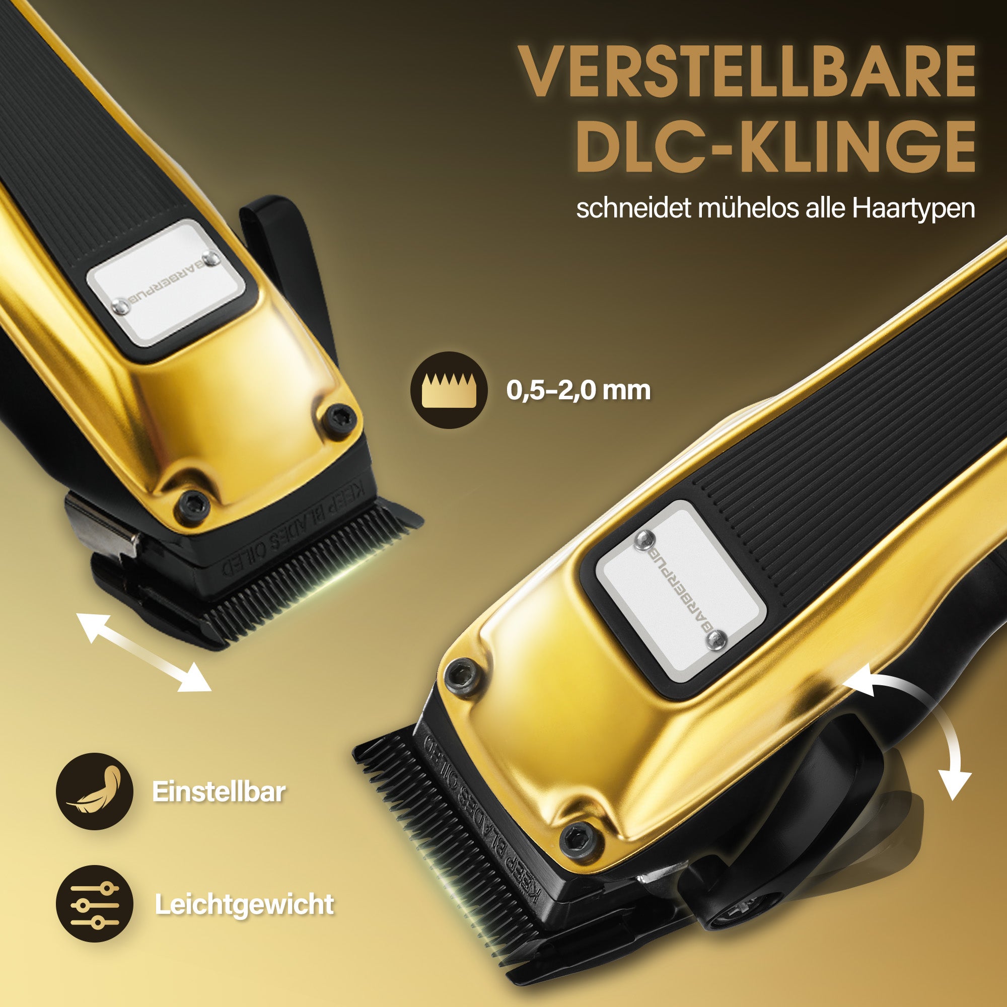 BarberPub Haarschneidemaschine Profi, Haarschneider Herren Mit 6 Klingen, 2 Gehäusedeckeln & Ladestation, Haartrimmer Verstellhebel 0,5-2,0mm, Bartschneider Elektrisch für Friseursalon, HC176