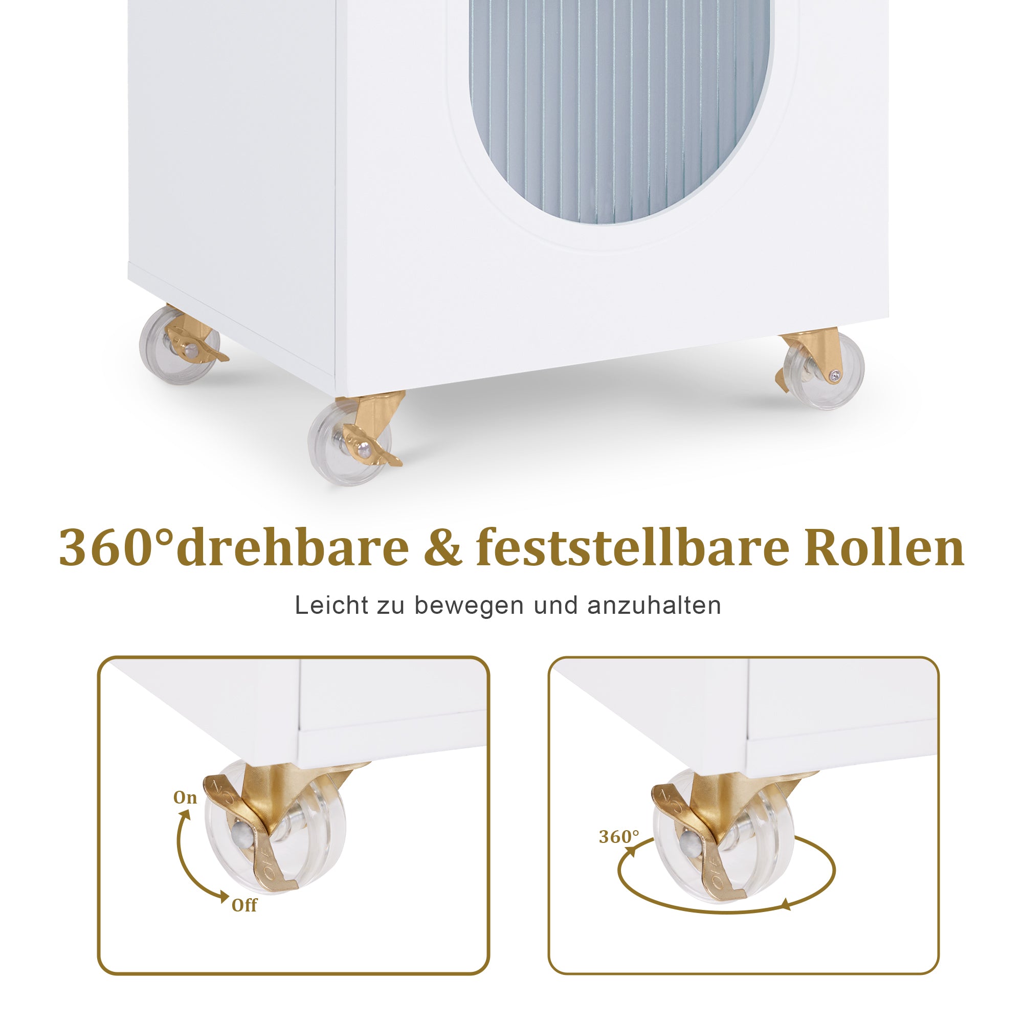 Barberpub Friseurwagen mit Rollen & Schubladen, Rollwagen Servierwagen Weiß, Salon Trolley mit 3 Ablagen & Föhnhalter, Moderner Arbeitswagen für Bad Wohnzimmer, 31,4x37x85,5 cm, 0051