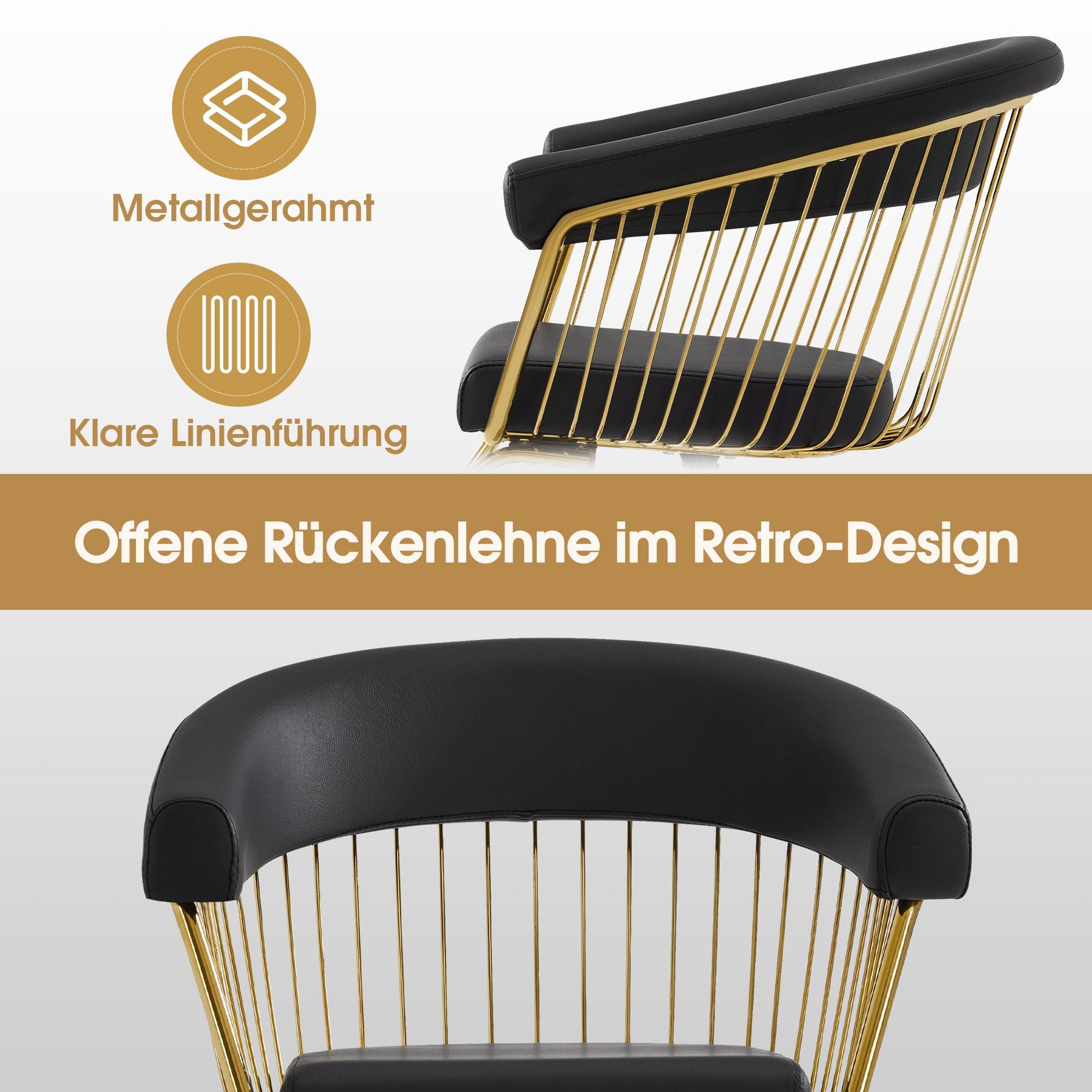 BarberPub Friseurstuhl 13 cm Höhenverstellbar & 360° Drehbar, Friseursessel Hydraulisch, Friseureinrichtung Barbersessel, Barberstuhl Kunstleder, Bedienungsstuhl für Friseursalon, Gold-Schwarz, 2053