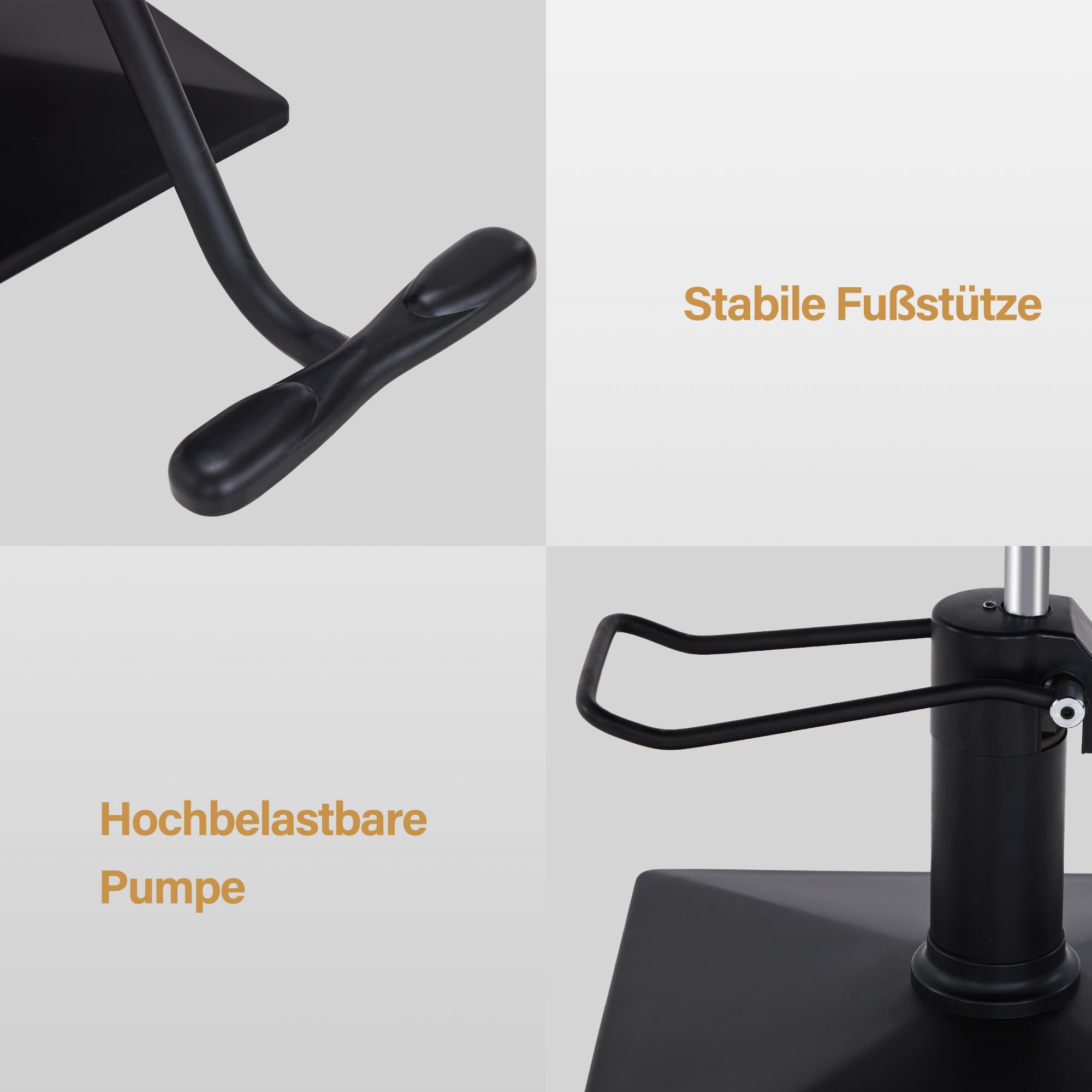 BarberPub Friseurstuhl mit Hydraulikpumpe 360° Drehbar, Friseureinrichtung Barber Stuhl Höhenverstellbar, Friseursessel PVC Kunstleder, 2058 (Schwarz)