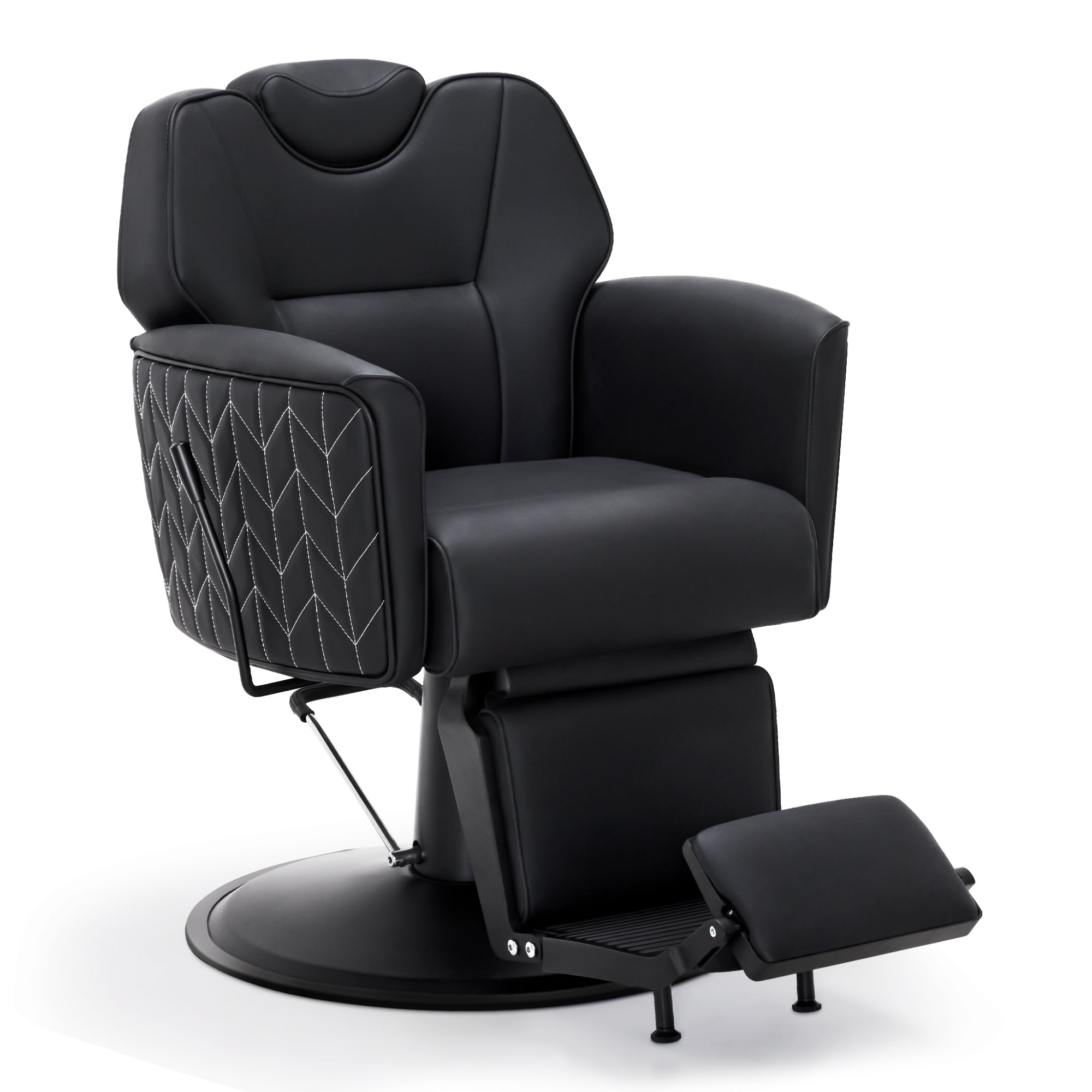 BarberPub Friseurstuhl mit Kopfstütze Kippbar, Friseureinrichtung mit Hydraulikpumpe 360° Drehbar, Bedienungsstuhl Höhenverstellbar, Barber Stuhl Friseurstühle Kunstleder, 2625 (Schwarz)