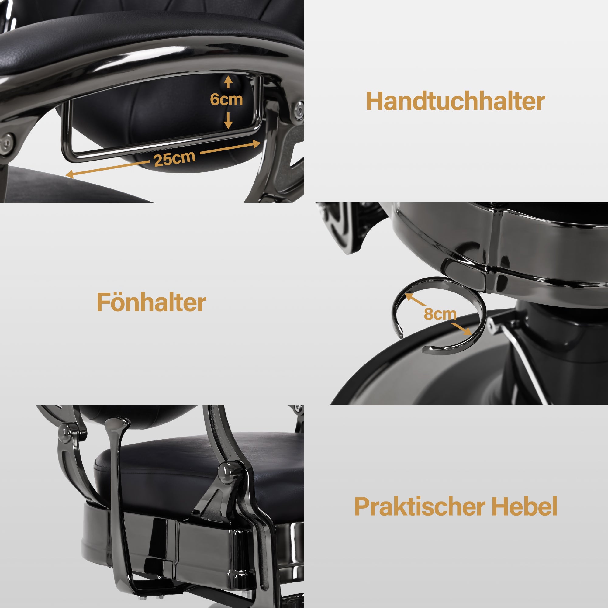 BarberPub Friseurstuhl mit Kopfstütze Kippbar, Friseureinrichtung mit Hydraulikpumpe 360° Drehbar, Höhenverstellbarer Bedienungsstuhl mit Vintage Stil, Barber Stuhl Kunstleder, 2933
