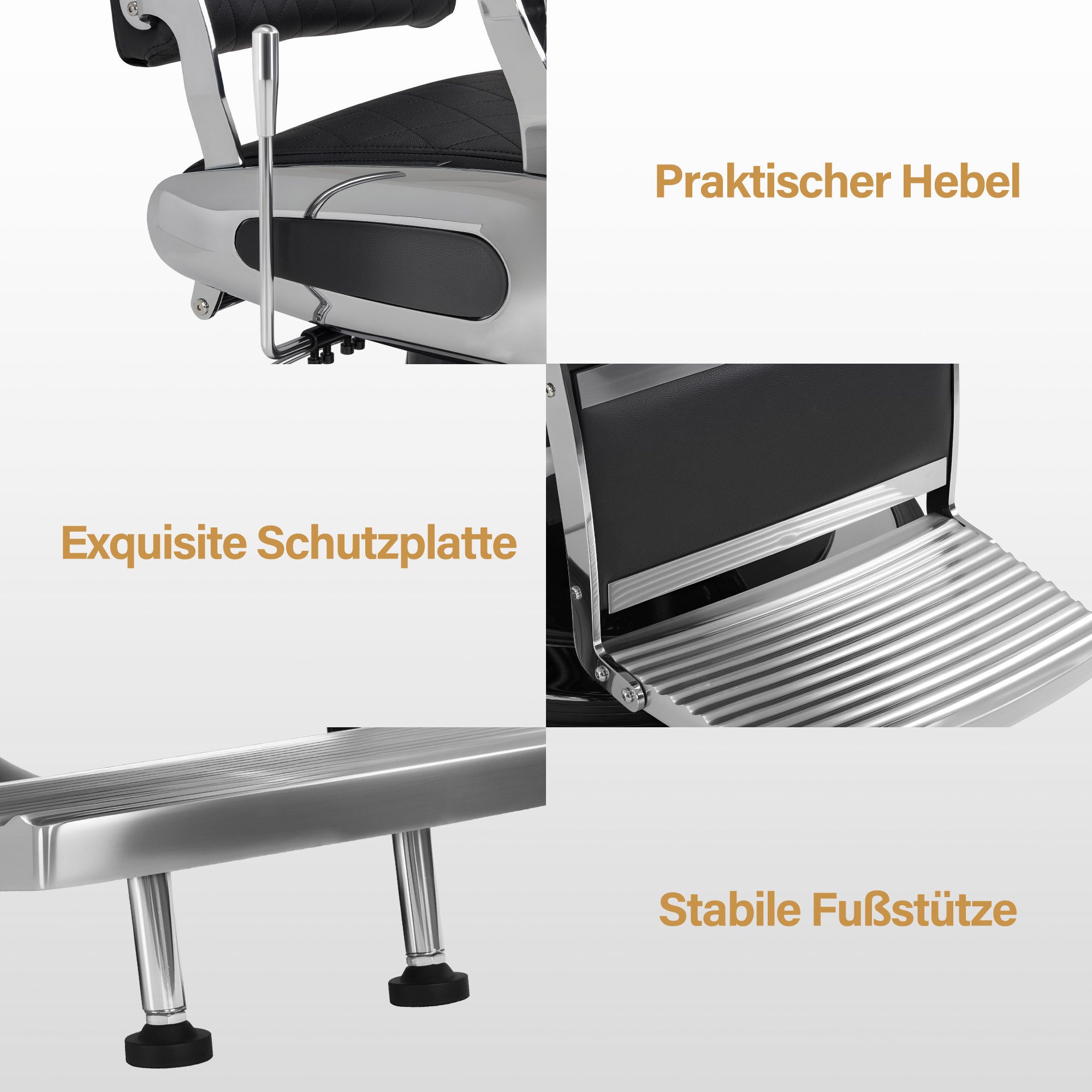 BarberPub Friseurstuhl mit Kopfstütze Kippbar, Friseureinrichtung mit Hydraulikpumpe 360° Drehbar, Bedienungsstuhl Höhenverstellbar, Barber Stuhl Friseurstühle Kunstleder, 3855