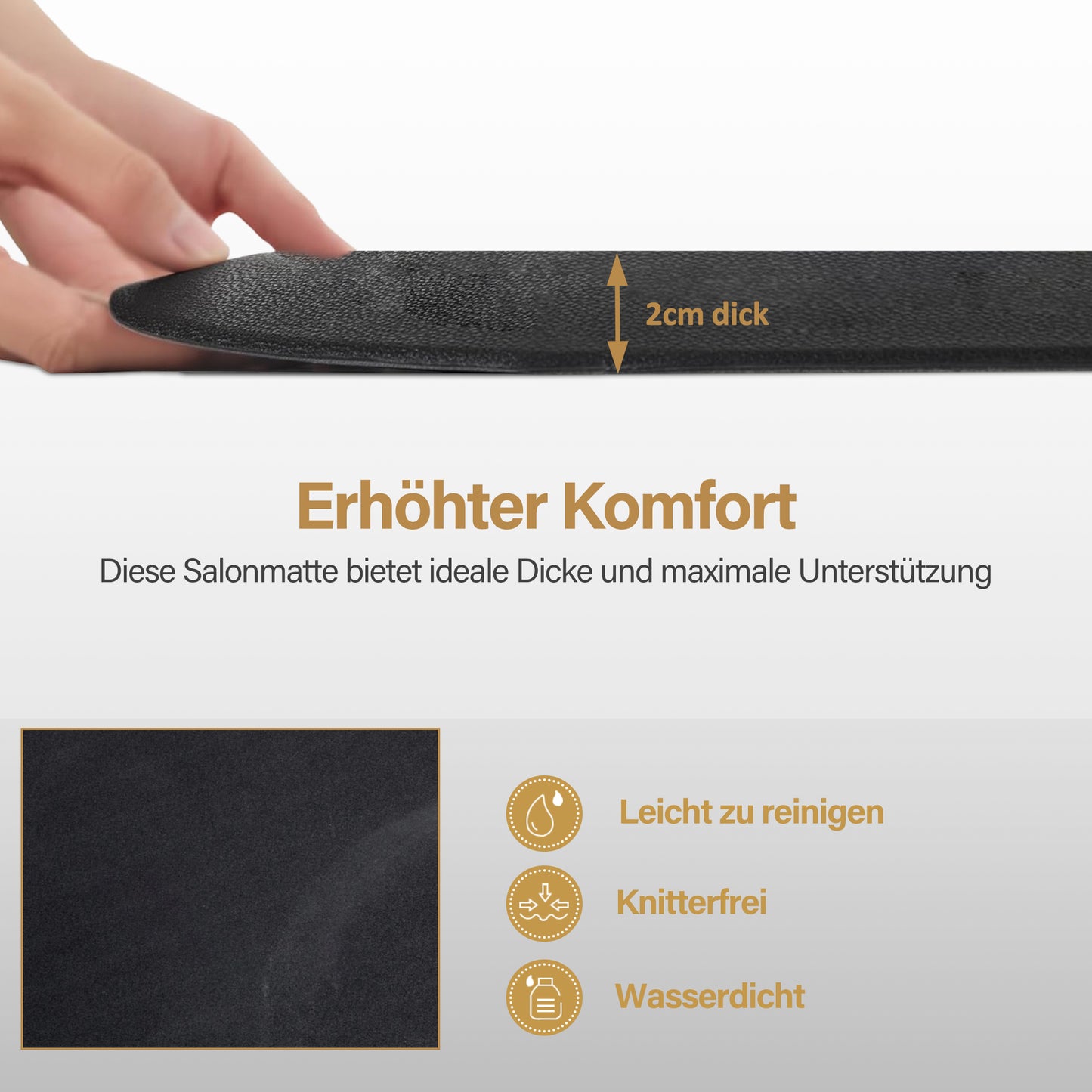 BarberPub Anti-Ermüdungsmatte für Friseure, Ergonomische Bodenmatte Friseurmatte für Barbershop Salon, Friseurbedarf Halbkreis 2 CM Dicke, M122 (Schwarz)