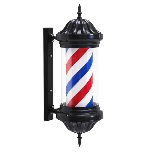 BarberPub Barber Pole Barbierstab, Barbershop Friseurstange mit LED Leucht Salon Einrichtung, Drehbar Stange Friseursalon 70CM Barbier Stange Licht, Energie Sparen L054