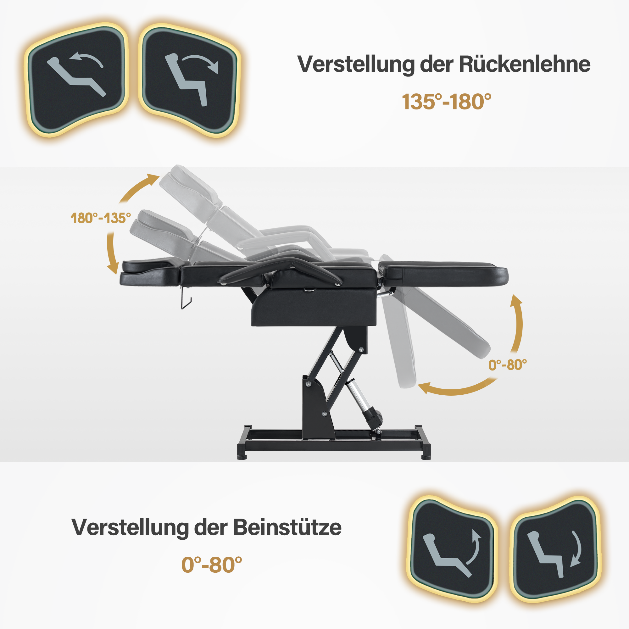 Barberpub Kosmetikliege Elektrisch, Massageliege Klappbar & Höhenverstellbar, Tattoo Liege mit 3 Motoren, Massagetisch für SPA Salon 0751
