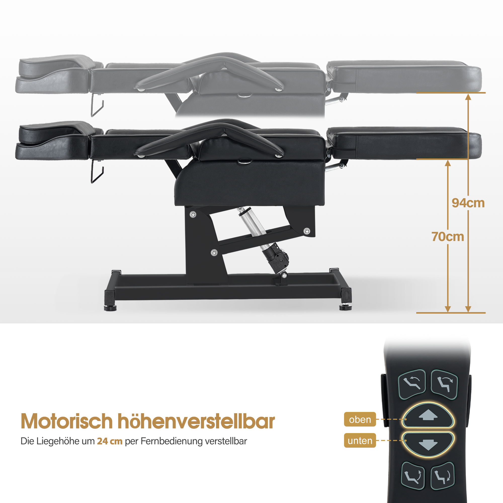 Barberpub Kosmetikliege Elektrisch, Massageliege Klappbar & Höhenverstellbar, Tattoo Liege mit 3 Motoren, Massagetisch für SPA Salon 0751