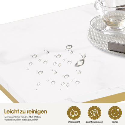 BarberPub Konsolentisch Schmal, Eingangstisch Holz Metallgestell, Flurtisch mit 2 Ebenen, Moderner Beistelltisch für Flur, Wohnzimmer, Vorzimmer, Eingang, Foyer, Marmor-Weiß Gold, 30x100x80,5cm, 2226