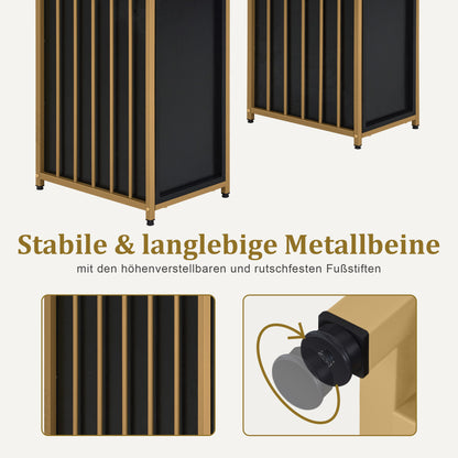Barberpub Schminktisch mit 6 Schubladen, Nageltisch aus Holz Metallgestell, Manikürtisch, ohne Spiegel Modern 46x125x81cm, 2425