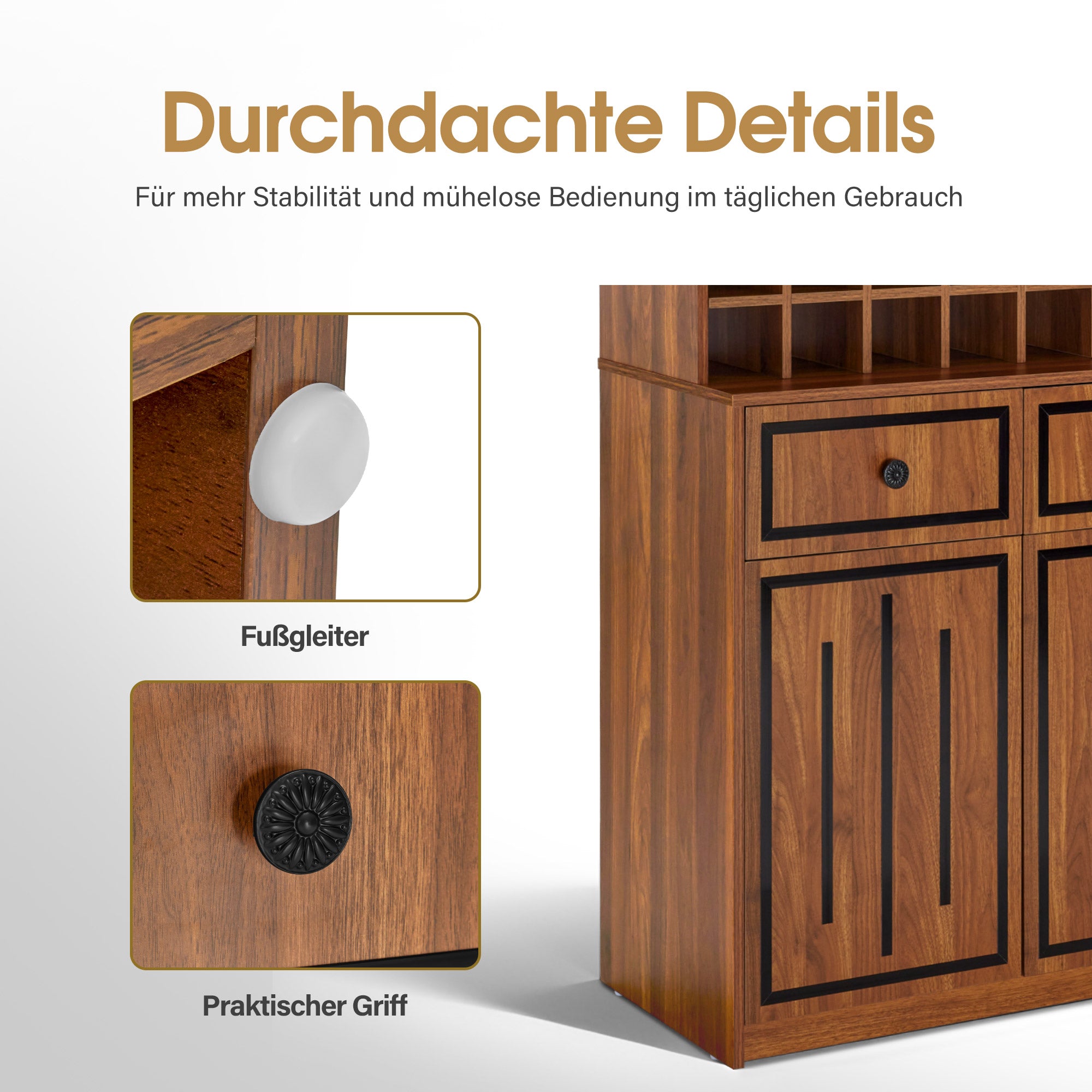 BarberPub Handtuchschrank mit 2 Schubladen, 42 Offenen Fächern & 4 Schränken, Badezimmerschrank Schwarz, Hochschrank Aufbewahrungsschrank Holz für Friseursalon, Schönheitssalon R6194/R6179