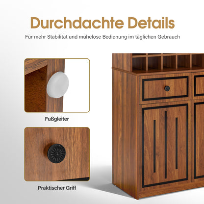 BarberPub Handtuchschrank mit 2 Schubladen, 42 Offenen Fächern & 4 Schränken, Badezimmerschrank Schwarz, Hochschrank Aufbewahrungsschrank Holz für Friseursalon, Schönheitssalon R6194/R6179