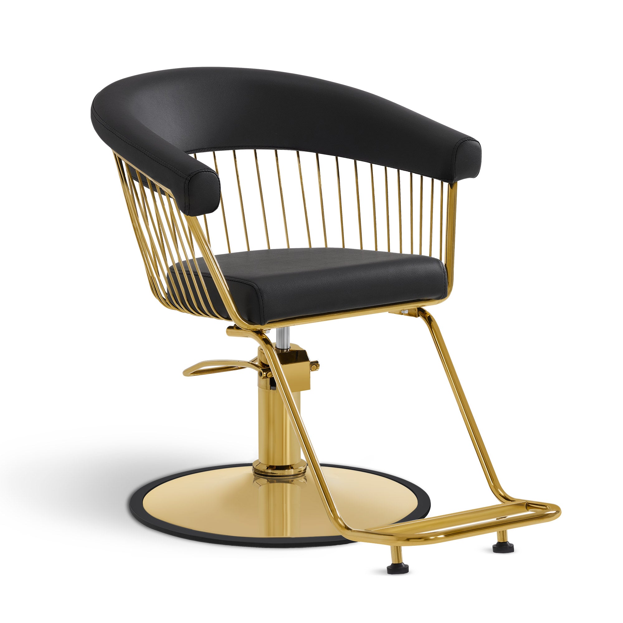 BarberPub Friseurstuhl 13 cm Höhenverstellbar & 360° Drehbar, Friseursessel Hydraulisch, Friseureinrichtung Barbersessel, Barberstuhl Kunstleder, Bedienungsstuhl für Friseursalon, Gold-Schwarz, 2053
