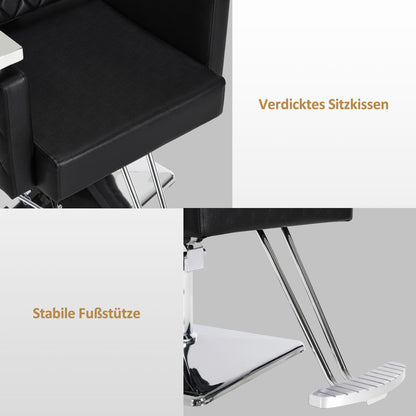 BarberPub Friseurstuhl mit Kopfstütze Kippbar, Friseurstühle mit Hydraulikpumpe 360° Drehbar, Friseureinrichtung Barber Stuhl Höhenverstellbar, Stylingstuhl PVC Kunstleder, 2073 (Schwarz)