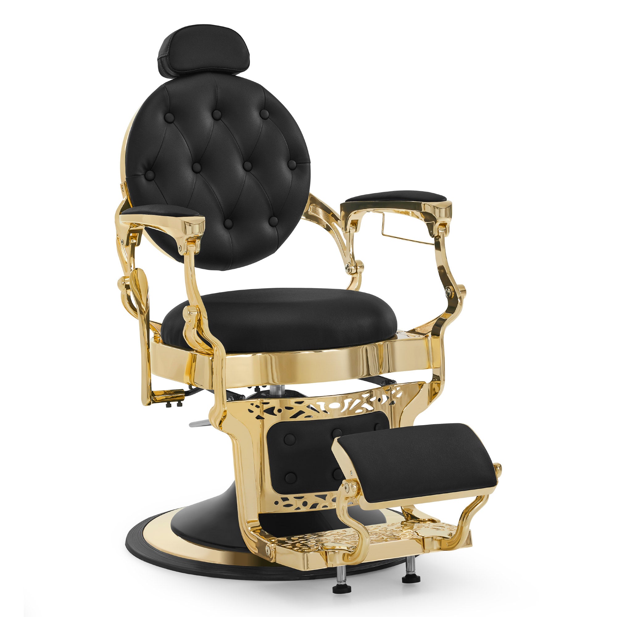 BarberPub Friseurstuhl mit Kopfstütze Kippbar, Friseureinrichtung mit Hydraulikpumpe 360° Drehbar, Höhenverstellbarer Bedienungsstuhl mit Vintage Stil, Barber Stuhl Kunstleder, 2933-F