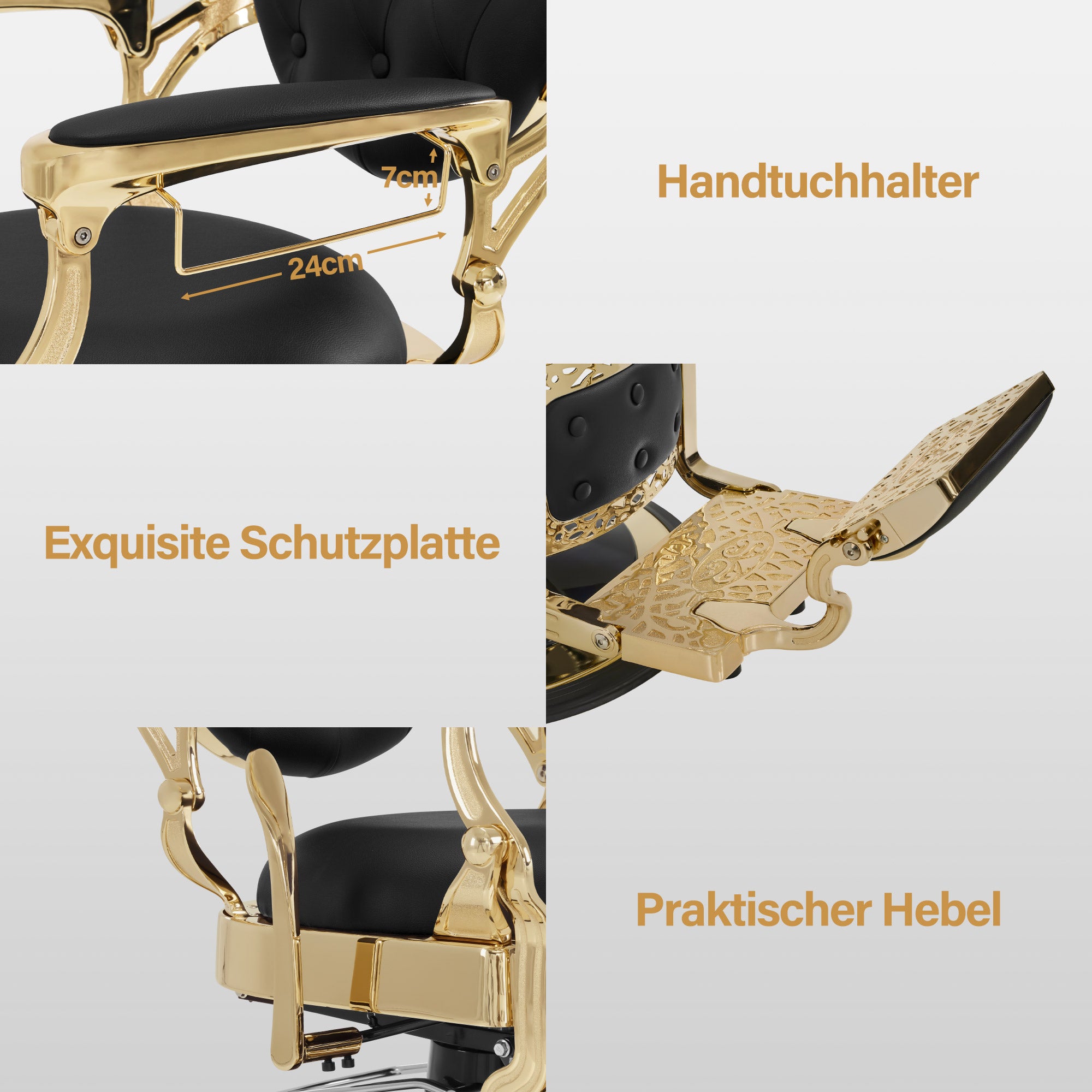BarberPub Friseurstuhl mit Kopfstütze Kippbar, Friseureinrichtung mit Hydraulikpumpe 360° Drehbar, Höhenverstellbarer Bedienungsstuhl mit Vintage Stil, Barber Stuhl Kunstleder, 2933-F