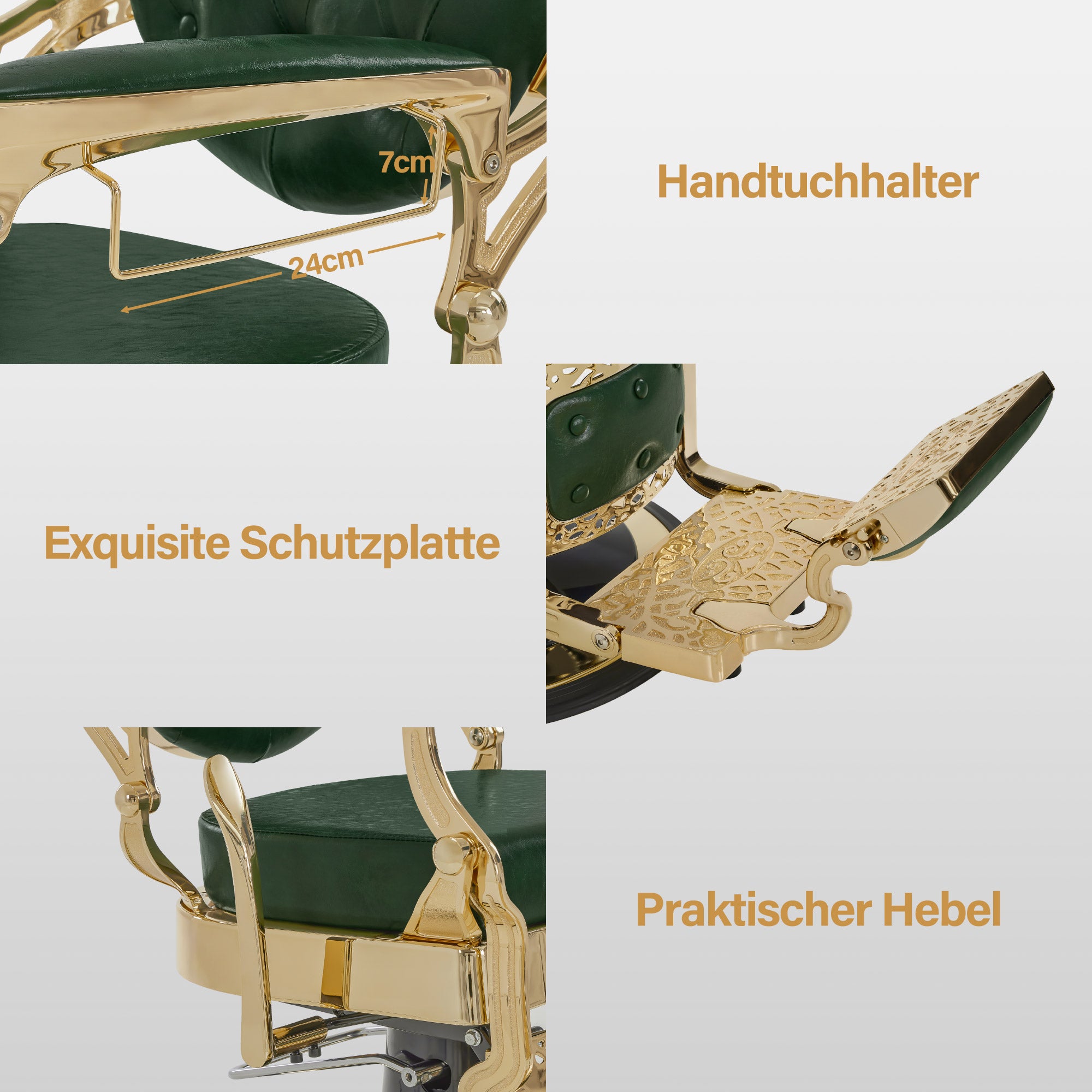 BarberPub Friseurstuhl mit Kopfstütze Kippbar, Friseureinrichtung mit Hydraulikpumpe 360° Drehbar, Höhenverstellbarer Bedienungsstuhl mit Vintage Stil, Barber Stuhl Kunstleder, 2933-F