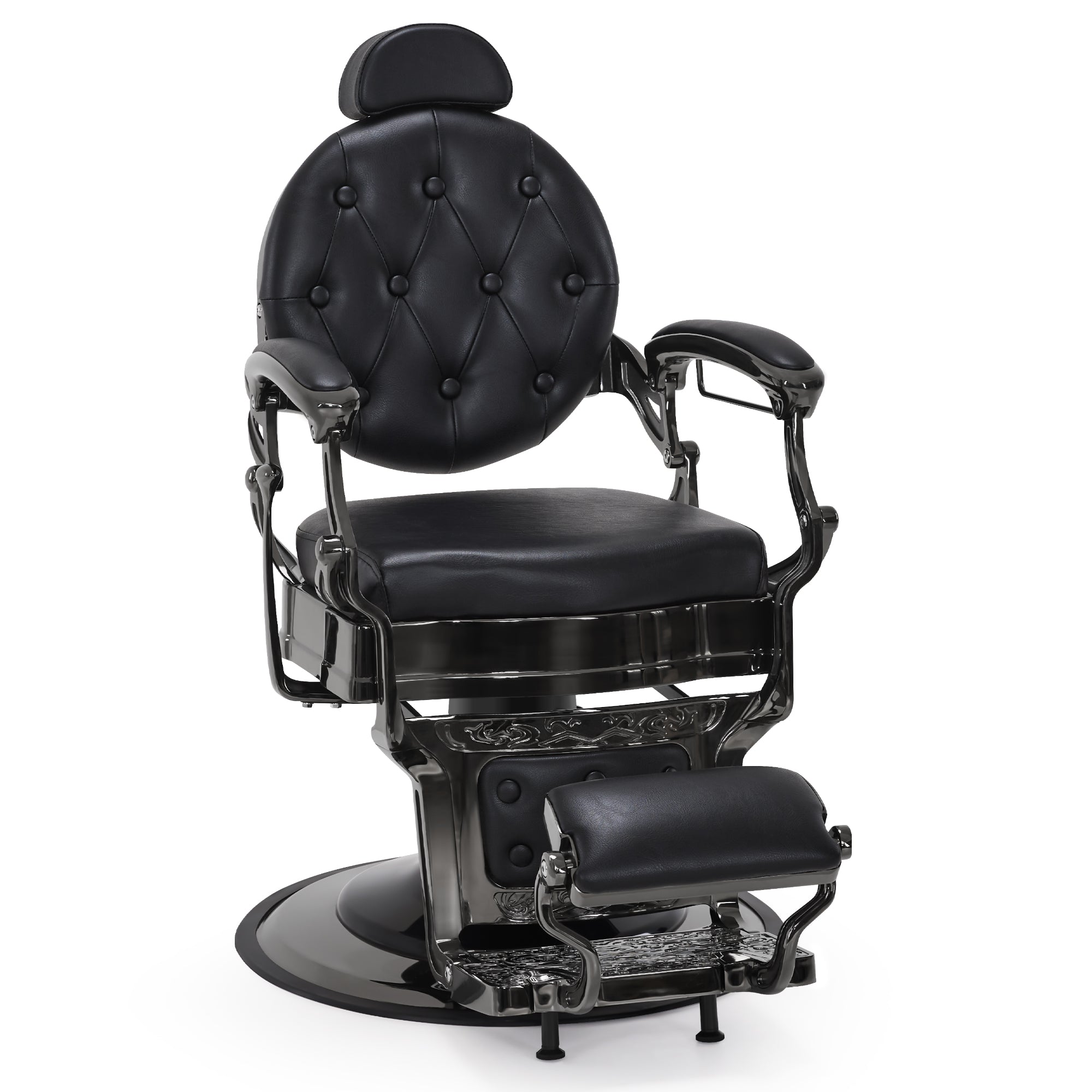 BarberPub Friseurstuhl mit Kopfstütze Kippbar, Friseureinrichtung mit Hydraulikpumpe 360° Drehbar, Höhenverstellbarer Bedienungsstuhl mit Vintage Stil, Barber Stuhl Kunstleder, 2933
