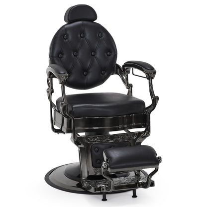 BarberPub Friseurstuhl mit Kopfstütze Kippbar, Friseureinrichtung mit Hydraulikpumpe 360° Drehbar, Höhenverstellbarer Bedienungsstuhl mit Vintage Stil, Barber Stuhl Kunstleder, 2933