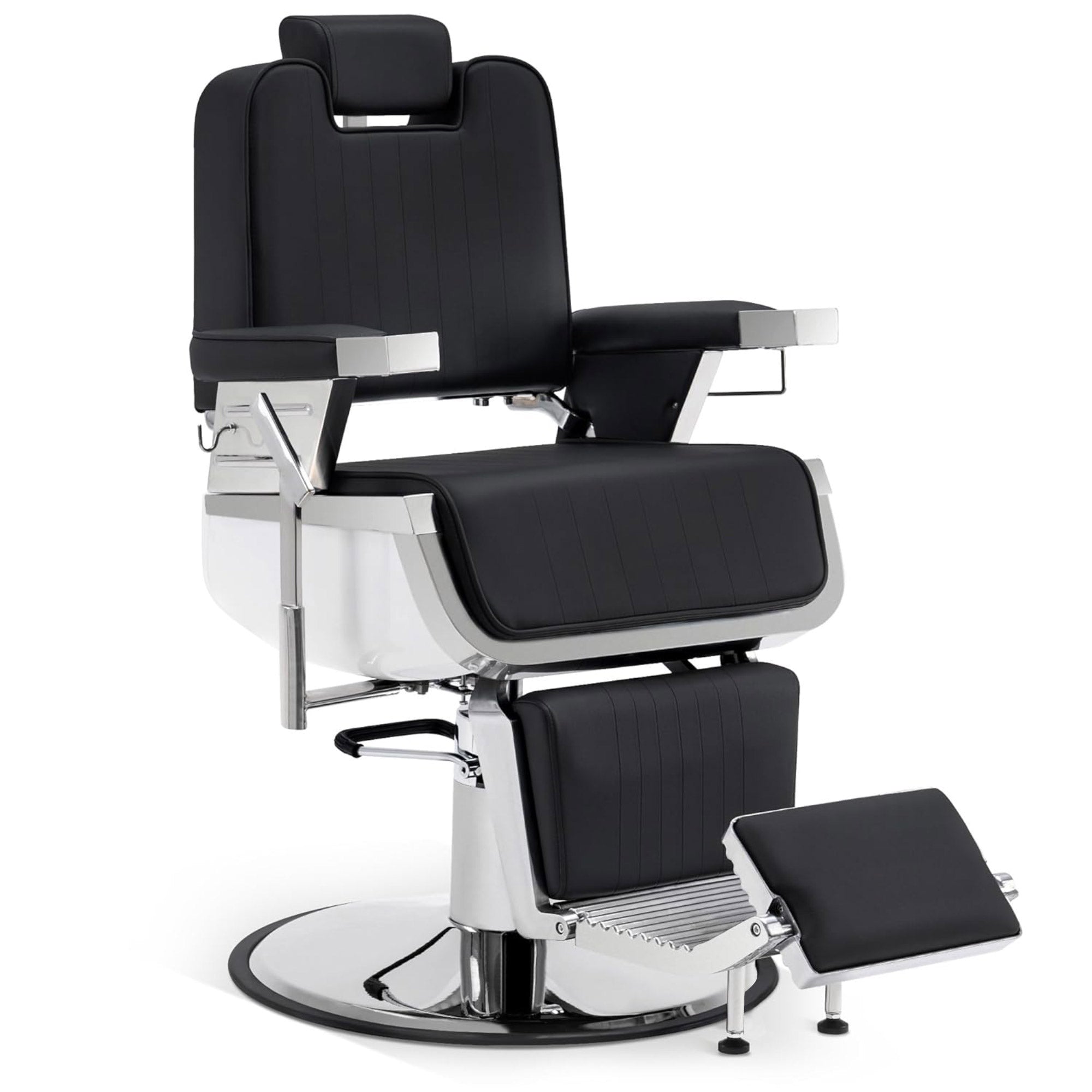 BarberPub Friseurstuhl mit Kopfstütze Kippbar, Friseureinrichtung  mit Hydraulikpumpe 360° Drehbar, Bedienungsstuhl Höhenverstellbar, Barber Stuhl Kunstleder, 3823