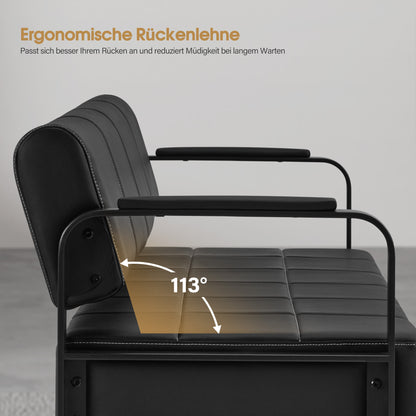 Barberpub 3-Sitzer Sitzbank mit Armlehnen, Polsterbank mit Rückenlehn Wartebank Friseur, Wohnzimmerbank, Friseureinrichtung W528