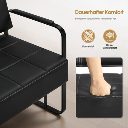 Barberpub 3-Sitzer Sitzbank mit Armlehnen, Polsterbank mit Rückenlehn Wartebank Friseur, Wohnzimmerbank, Friseureinrichtung W528