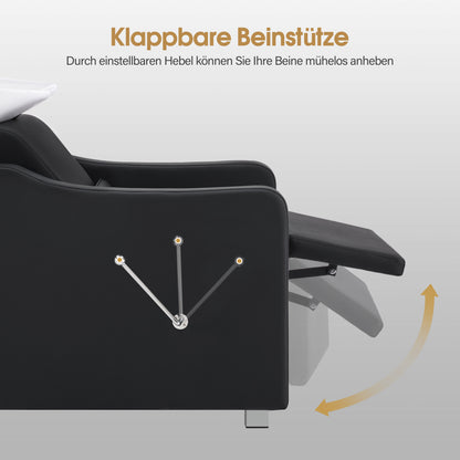 BarberPub Friseurstuhl mit Waschbecken, Klappbare Beinstütze, Friseurwaschbecken aus Keramik Verstellbar, Friseurwaschsessel für SPA Salon, Friseur Waschplatz W8675