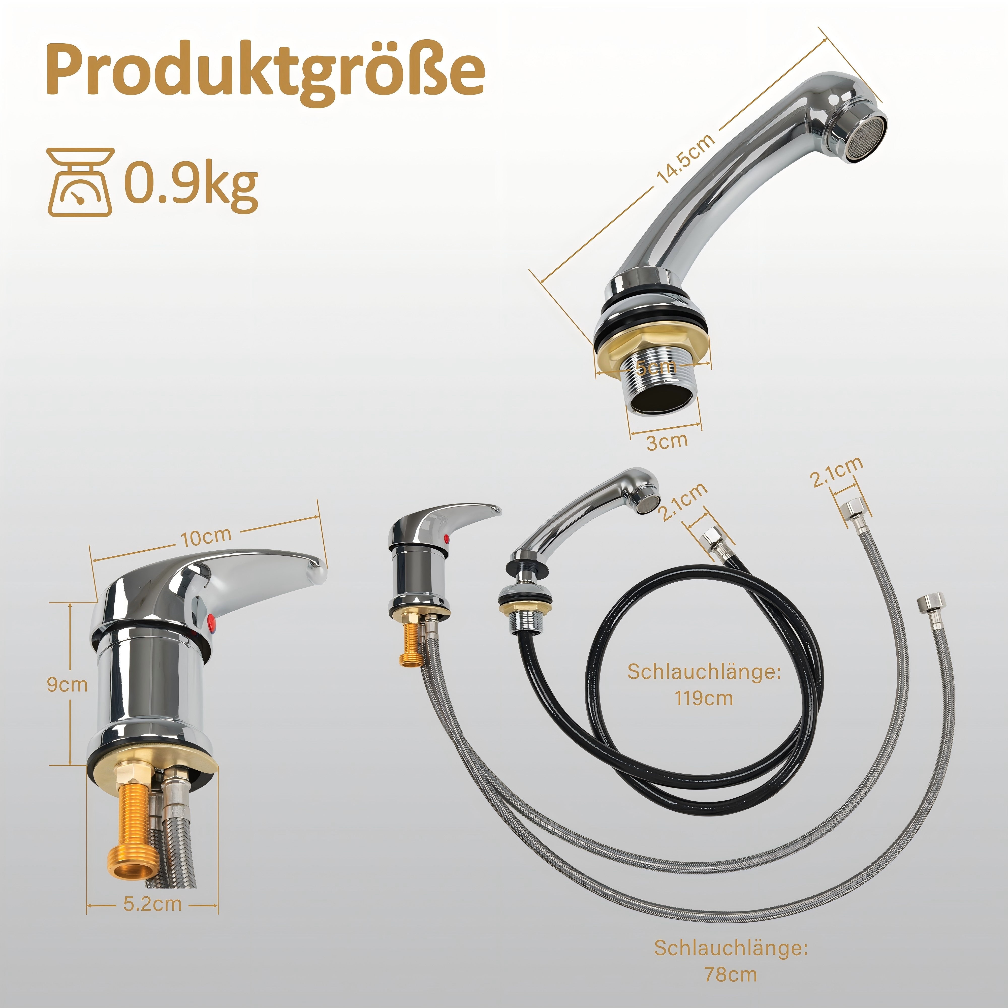 BarberPub Mischbatterie und Handbrause Wasserhahn für Friseurwaschbecken, Friseurarmatur für Friseurstuhl mit Waschbecken 8611 8675 8010 8670 8692 8620 8679, WH8005