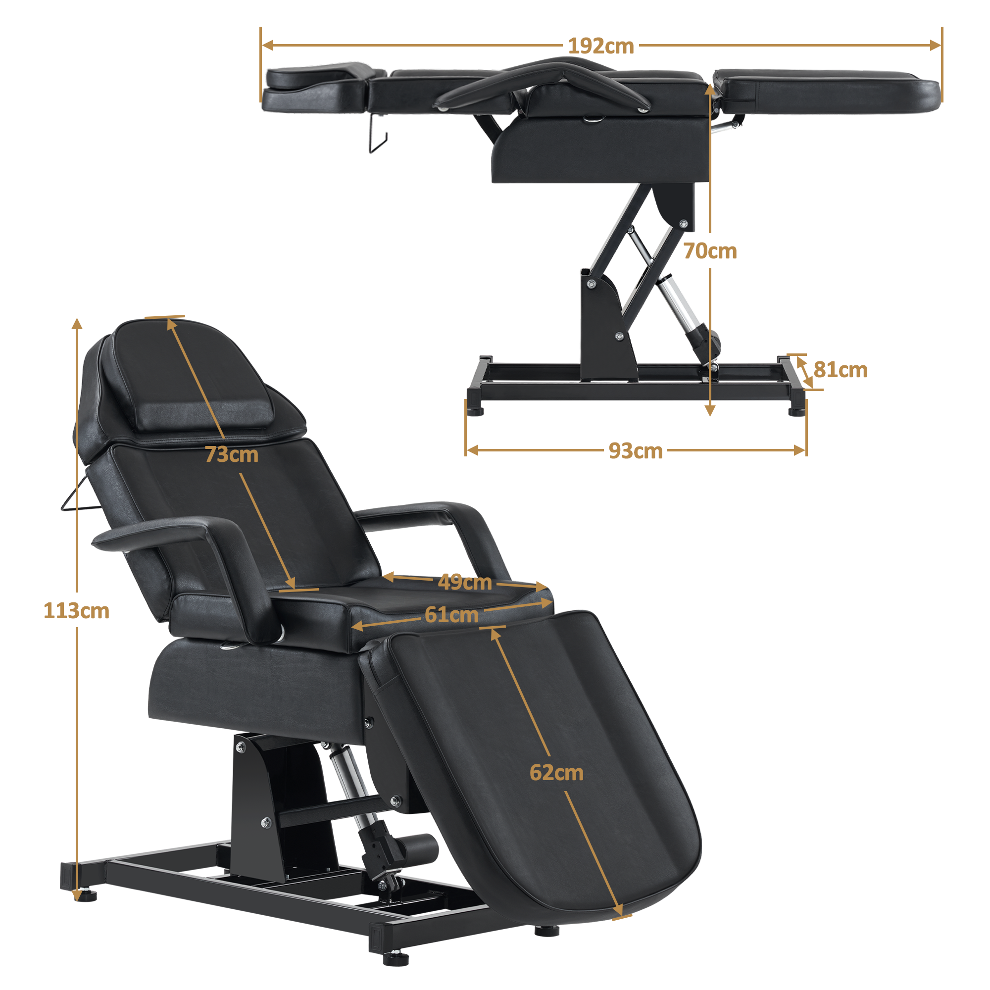 Barberpub Kosmetikliege Elektrisch, Massageliege Klappbar & Höhenverstellbar, Tattoo Liege mit 3 Motoren, Massagetisch für SPA Salon 0751