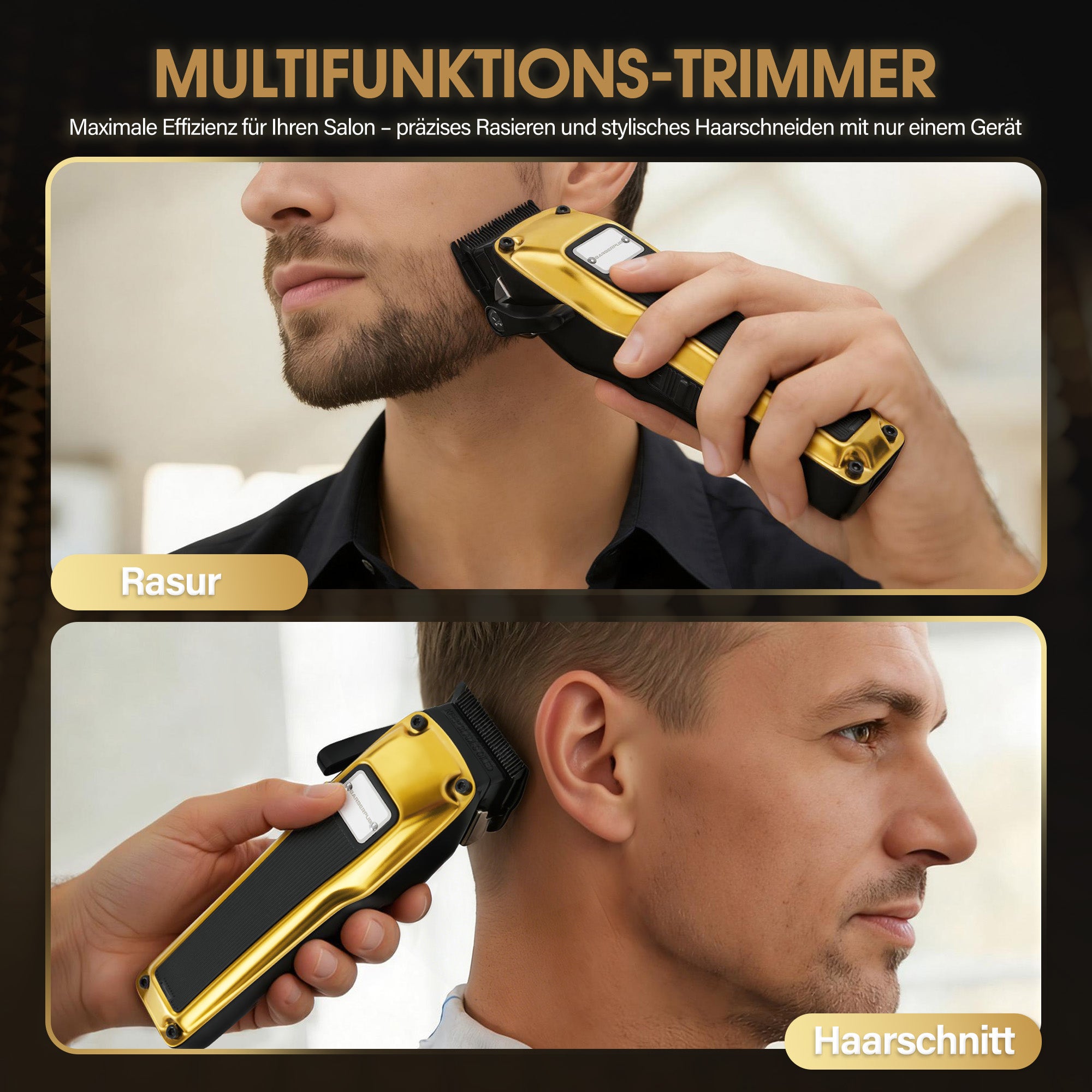BarberPub Haarschneidemaschine Profi, Haarschneider Herren Mit 6 Klingen, 2 Gehäusedeckeln & Ladestation, Haartrimmer Verstellhebel 0,5-2,0mm, Bartschneider Elektrisch für Friseursalon, HC176