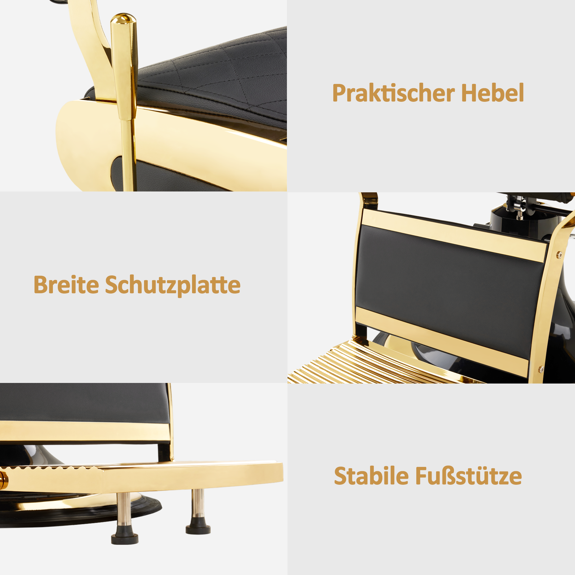 BarberPub Friseurstuhl mit Kopfstütze Kippbar, Friseureinrichtung  mit Hydraulikpumpe 360° Drehbar, Bedienungsstuhl Höhenverstellbar, Barber Stuhl Friseurstühle Kunstleder, 3855