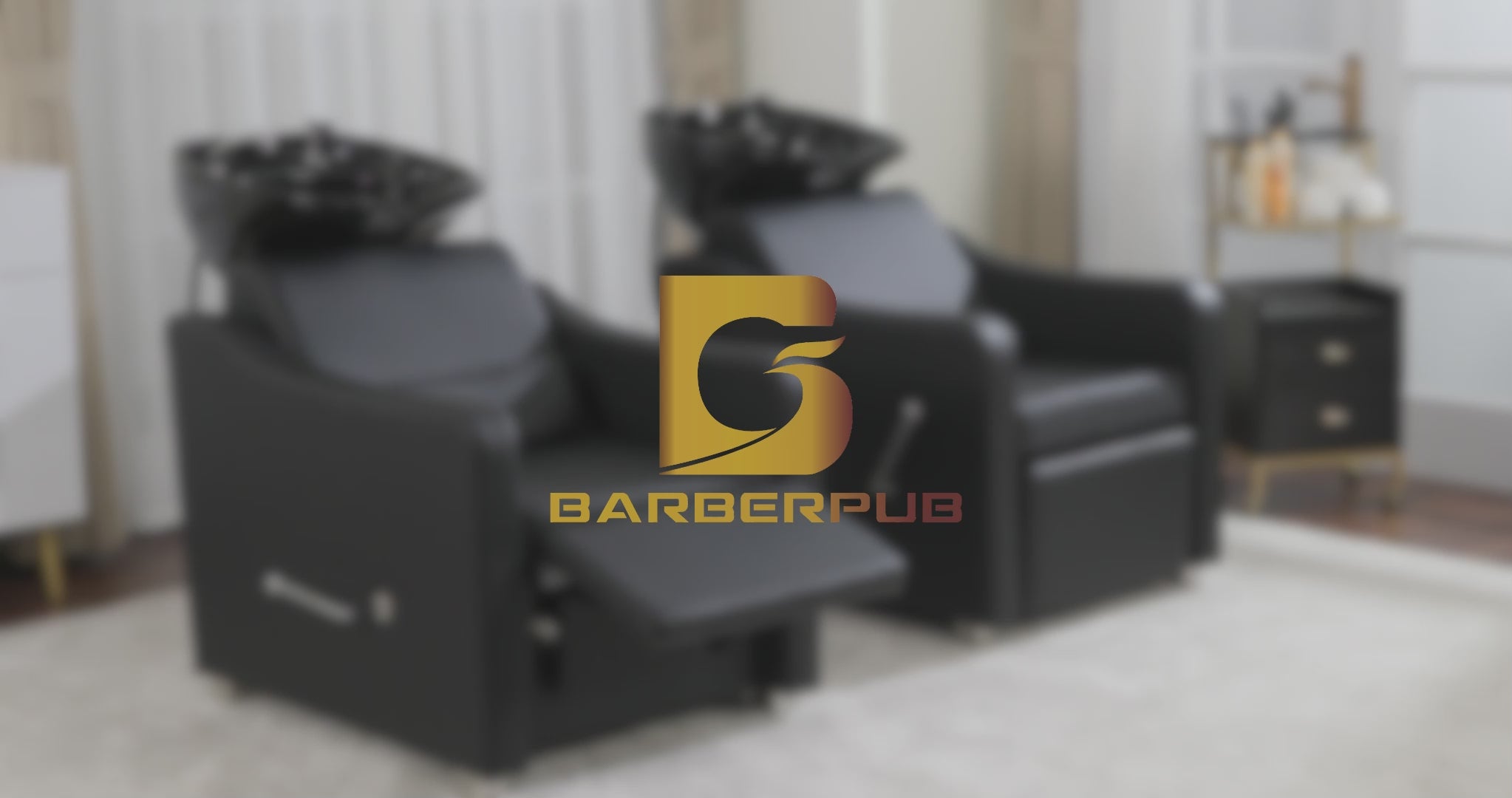 BarberPub Friseurstuhl mit Waschbecken, Klappbare Beinstütze, Friseurwaschbecken aus Keramik Verstellbar, Friseurwaschsessel für SPA Salon, Friseur Waschplatz W8675