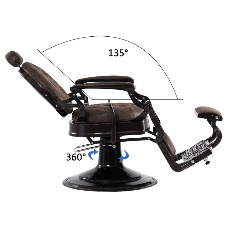 Barberpub Friseurstuhl Friseursessel mit Retro-/ Vintage Stil braun 3849DR