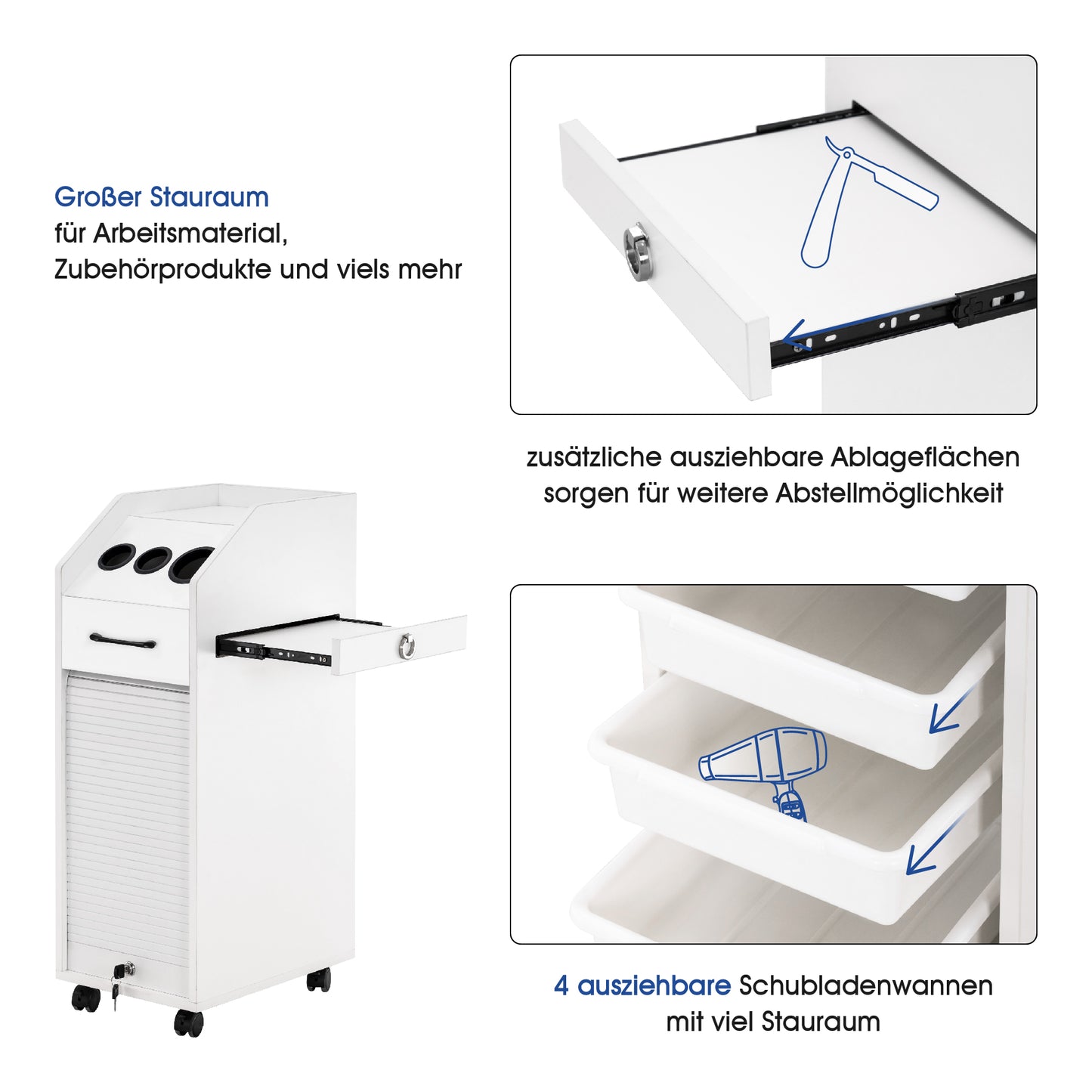 BarberPub Arbeitswagen Friseurwagen Kosmetikwagen Trolley Bedienungswagen 2023