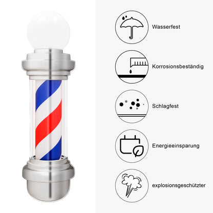 Barberpub Barber-Pole Barbierstab mit LED-Kugelleuchte Saloneinrichtung drehbar Barbershop-Säule L018B